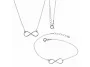 Delikatny rodowany srebrny komplet celebrytka nieskończoność infinity srebro 925