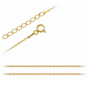 Pozłacany srebrny regulowany łańcuszek typu ankier 1,1mm 38-41cm srebro 925
