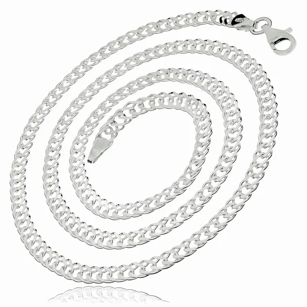 Elegancki srebrny łańcuch pancerka rombo 4,5m srebro 925