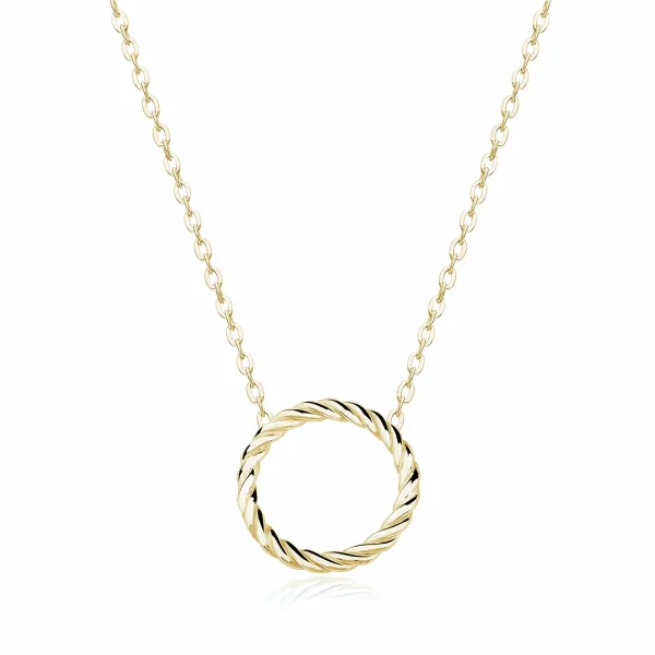 Elegancki pozłacany srebrny naszyjnik gwiazd celebrytka kółko ring circle spiralka srebro 925
