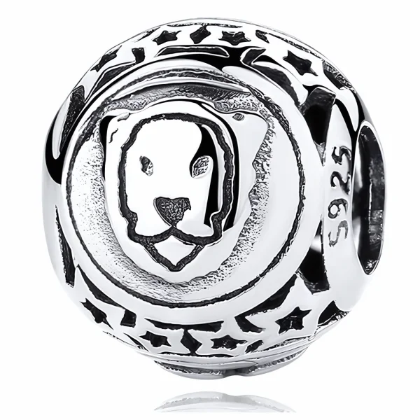 Rodowany srebrny charms beads znak zodiaku lew lion srebro 925