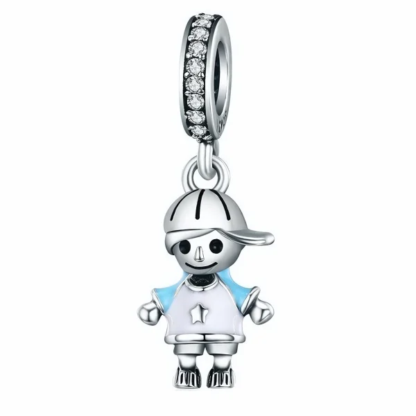 Rodowany srebrny wiszący charms beads chłopiec boy srebro 925
