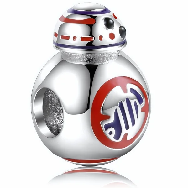 Rodowany srebrny wiszący charms little beads robot srebro 925