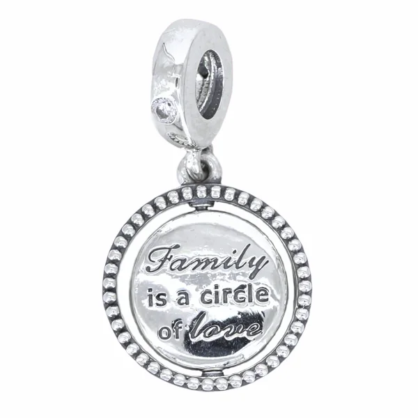 Rodowany srebrny wiszący charms beads drzewo życia tree of life family rodzina cyrkonie srebro 925