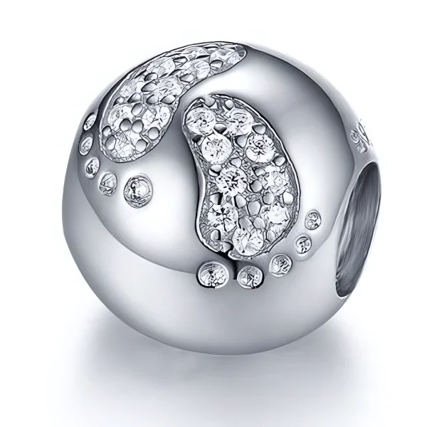 Rodowany srebrny charms beads dziecięce stópki nóżki cyrkonie srebro 925