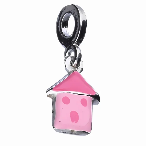 Rodowany srebrny wiszący charms little beads domek dom sweet home srebro 925