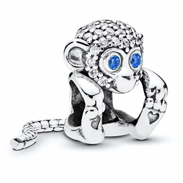 Rodowany srebrny charms beads małpa małpka monkey srebro 925