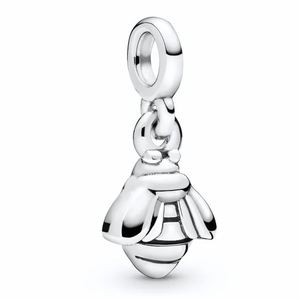 Rodowany srebrny wiszący charms little beads pszczoła pszczółka bee srebro 925
