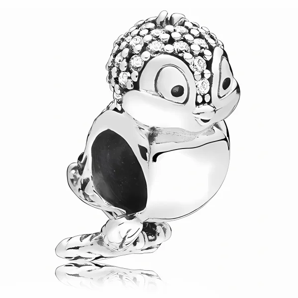 Rodowany srebrny charms beads ptaszek ptak bird cyrkonie srebro 925