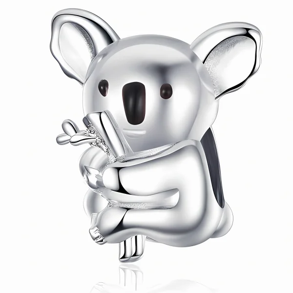 Rodowany srebrny charms beads miś koala coala bear srebro 925