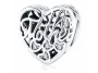 Rodowany srebrny charms beads serce dla mamy cyrkonie srebro 925