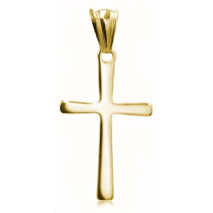 Elegancki klasyczny pozłacany srebrny gładki krzyżyk krzyż z srebro 925