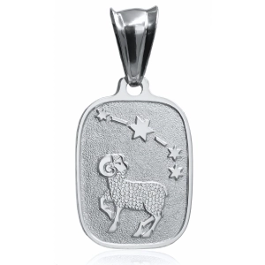 Prostokątny delikatny srebrny wisior wisiorek znak zodiaku Baran Aries srebro 925