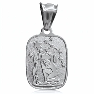 Prostokątny delikatny srebrny wisior wisiorek znak zodiaku Wodnik Aquarius srebro 925