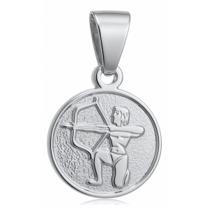 Okrągły srebrny wisior wisiorek znak zodiaku Strzelec Sagittarius srebro 925
