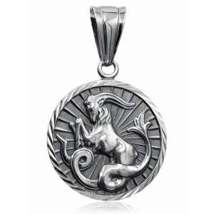 Oksydowany srebrny wisior wisiorek znak zodiaku Koziorożec Capricorn srebro 925