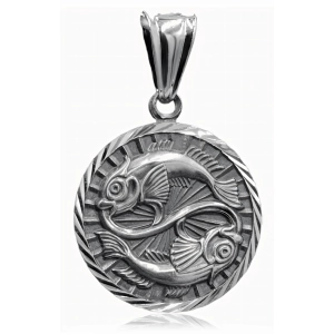 Oksydowany srebrny wisior wisiorek znak zodiaku Ryby Pisces srebro 925