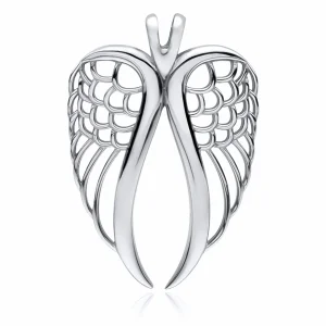 Delikatny rodowany srebrny wisiorek skrzydła anioła angel wings srebro 925