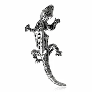 Elegancki oksydowany srebrny wisior wisiorek ruchoma jaszczurka srebro 925