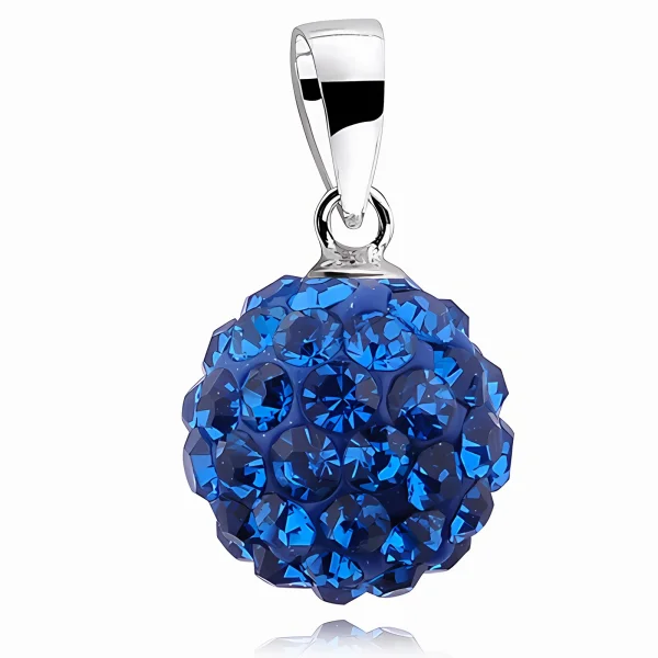 Wisiorek kulka kryształki capri blue Crystal beads 10mm shamballa discoball srebro 925