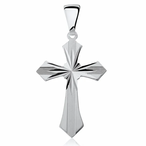 Srebrny rodowany krzyżyk krzyż diamentowany srebro 925