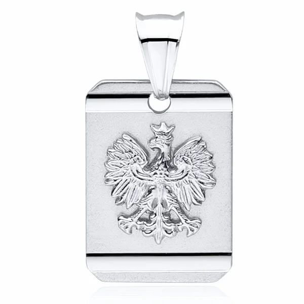Srebrny rodowany wisiorek wisior patriotyczny orzeł w koronie godło orzełek srebro 925