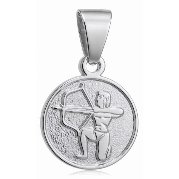 Okrągły srebrny wisior wisiorek znak zodiaku Strzelec Sagittarius srebro 925