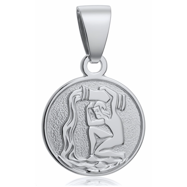 Okrągły srebrny wisior wisiorek znak zodiaku Wodnik Aquarius srebro 925