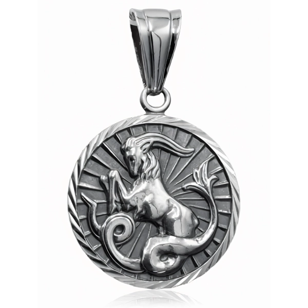 Oksydowany srebrny wisior wisiorek znak zodiaku Koziorożec Capricorn srebro 925