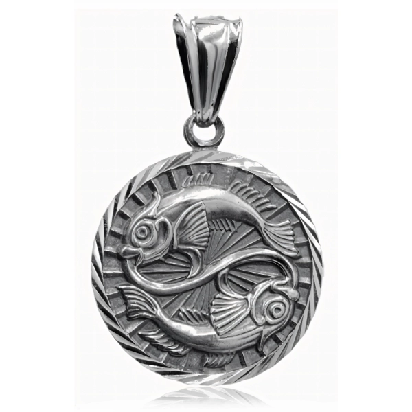 Oksydowany srebrny wisior wisiorek znak zodiaku Ryby Pisces srebro 925