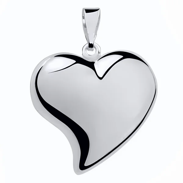 Elegancki klasyczny srebrny wisior duże gładkie serce serduszko heart srebro 925
