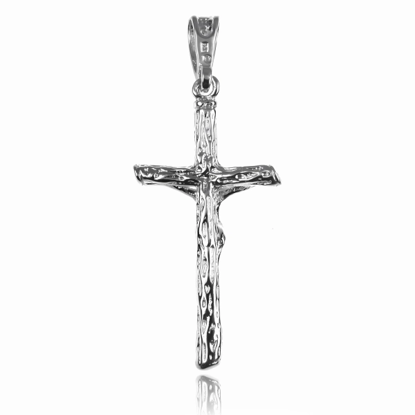 Elegancki srebrny wisior duży krzyż na gruby łańcuch z wizerunkiem Chrystusa srebro 925