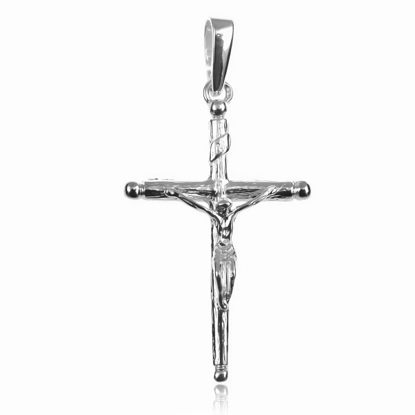 Elegancki srebrny wisior krzyż krzyżyk z wizerunkiem Chrystusa srebro 925