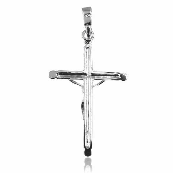 Elegancki srebrny wisior krzyż krzyżyk z wizerunkiem Chrystusa srebro 925