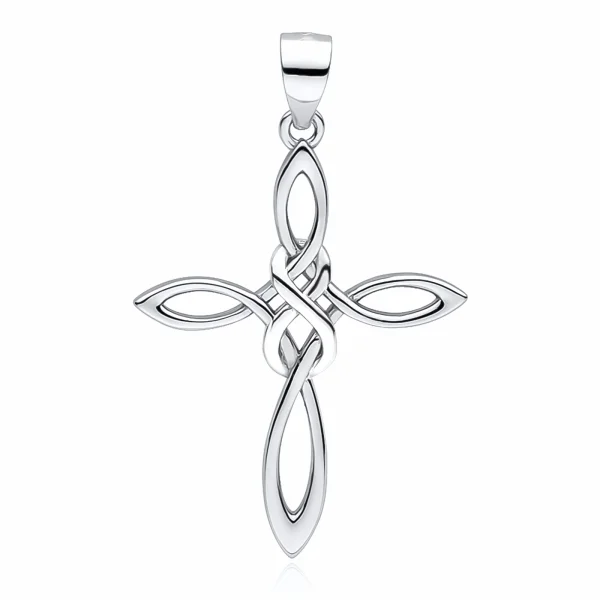 Rodowany srebrny krzyżyk krzyż nieskończoność infinity srebro 925
