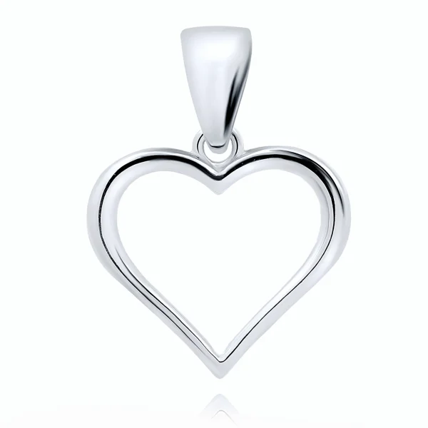 Delikatny rodowany srebrny wisiorek gładkie serce serduszko heart srebro 925