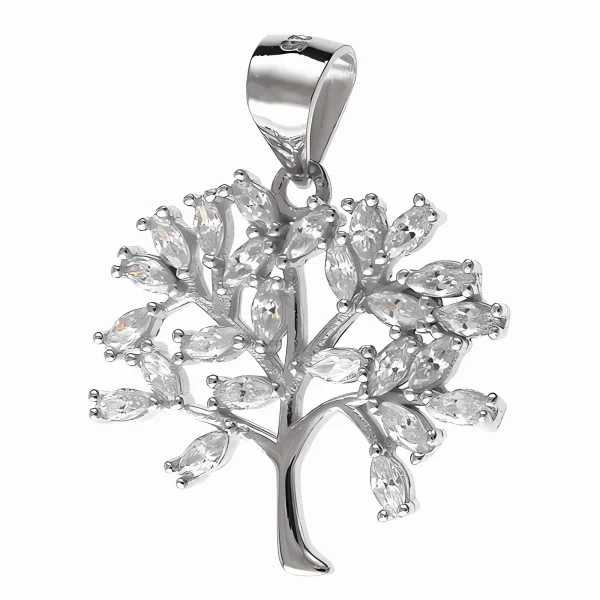 Elegancki rodowany srebrny wisiorek drzewo życia tree of life cyrkonie srebro 925