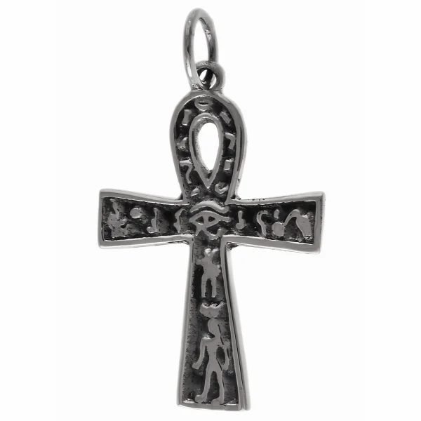 Elegancki srebrny wisior wisiorek krzyżyk krzyż egipski ANKH hieroglify srebro 925