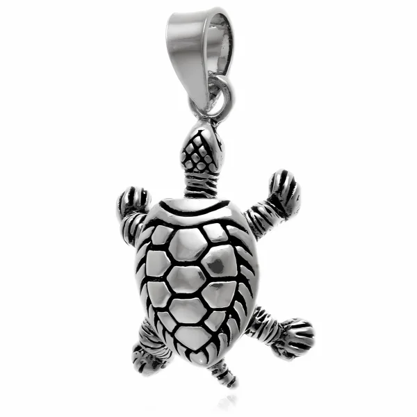 Elegancki oksydowany srebrny wisior wisiorek żółwik żółw turtle srebro 925