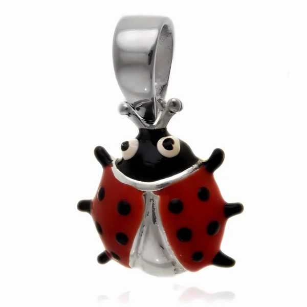 Elegancki emaliowany srebrny wisior wisiorek biedronka ladybug srebro 925