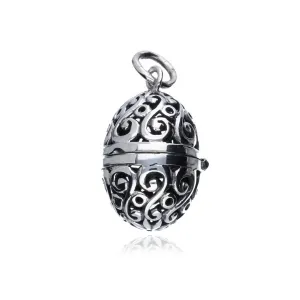 Elegancki otwierany srebrny wisior sekretnik beczka jajko jajeczko srebro 925