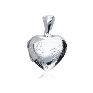 Elegancki srebrny otwierany wisiorek puzderko serce serduszko wzorek wzór srebro 925