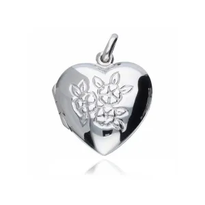 Elegancki srebrny otwierany wisiorek puzderko serce serduszko kwiaty flowers srebro 925