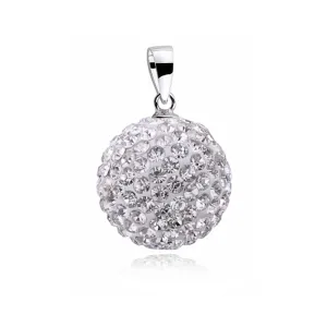 Wisiorek kulka białe kryształki Swarovski 14mm shamballa discoball srebro 925