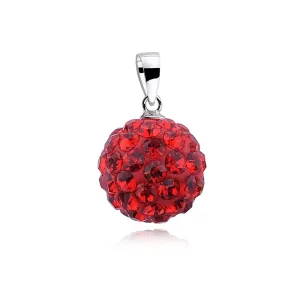 Wisiorek kulka czerwone kryształki Swarovski 12mm shamballa discoball srebro 925