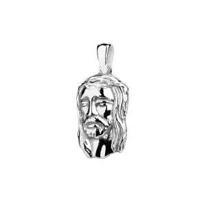 Elegancki rodowany srebrny wisiorek zawieszka medalik twarz Jezusa Chrystusa srebro 925