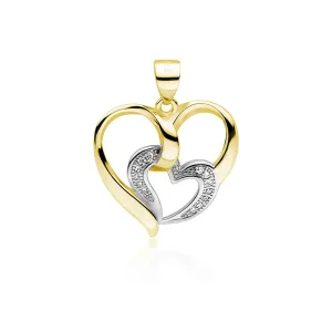 Rodowany pozłacany srebrny wisiorek serce serduszko heart cyrkonia cyrkonie srebro 925