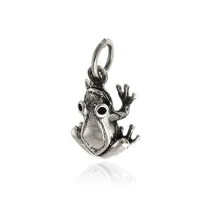 Elegancki oksydowany srebrny wisior wisiorek żaba żabka frog srebro 925