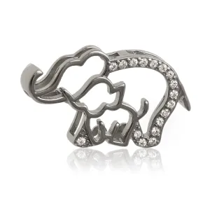 Delikatny rodowany srebrny wisiorek słonik na szczęście elephant lucky białe cyrkonie srebro 925