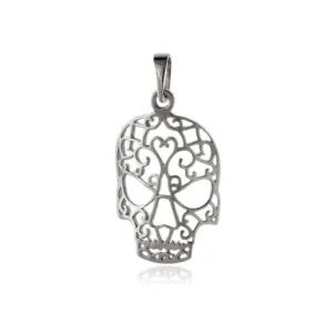 Elegancki srebrny wisior wisiorek ażurowa czaszka czacha skull srebro 925